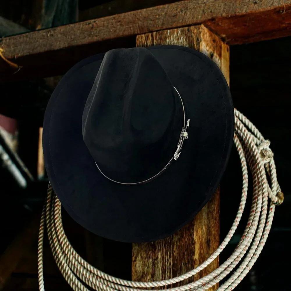 Women Raven Black Cowgirl Shape Able Wide Brim Felt Cattleman Western Hats